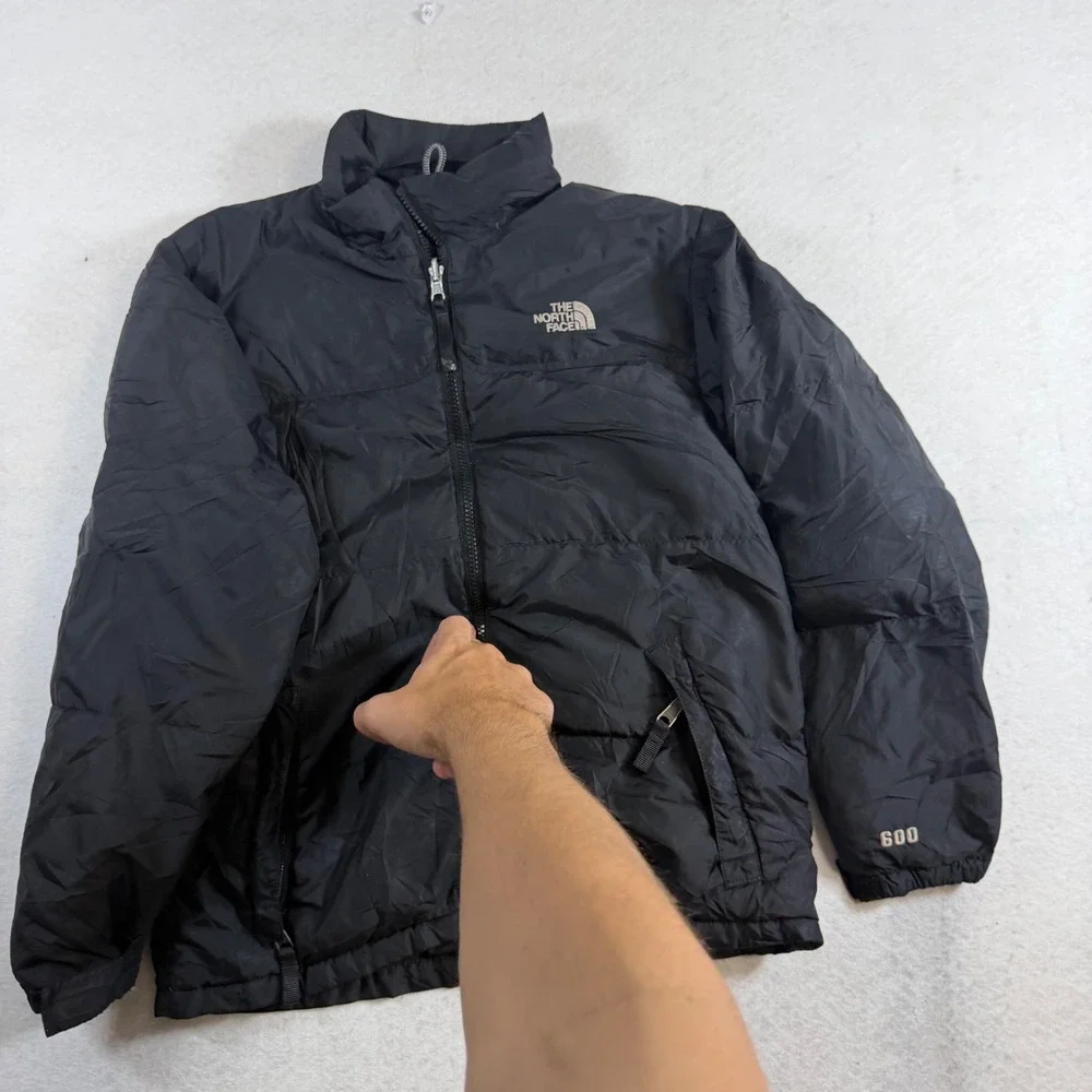The North Face Boys Large Black 600 Fill Down Puffer Jacket Full Zip Winter Coat